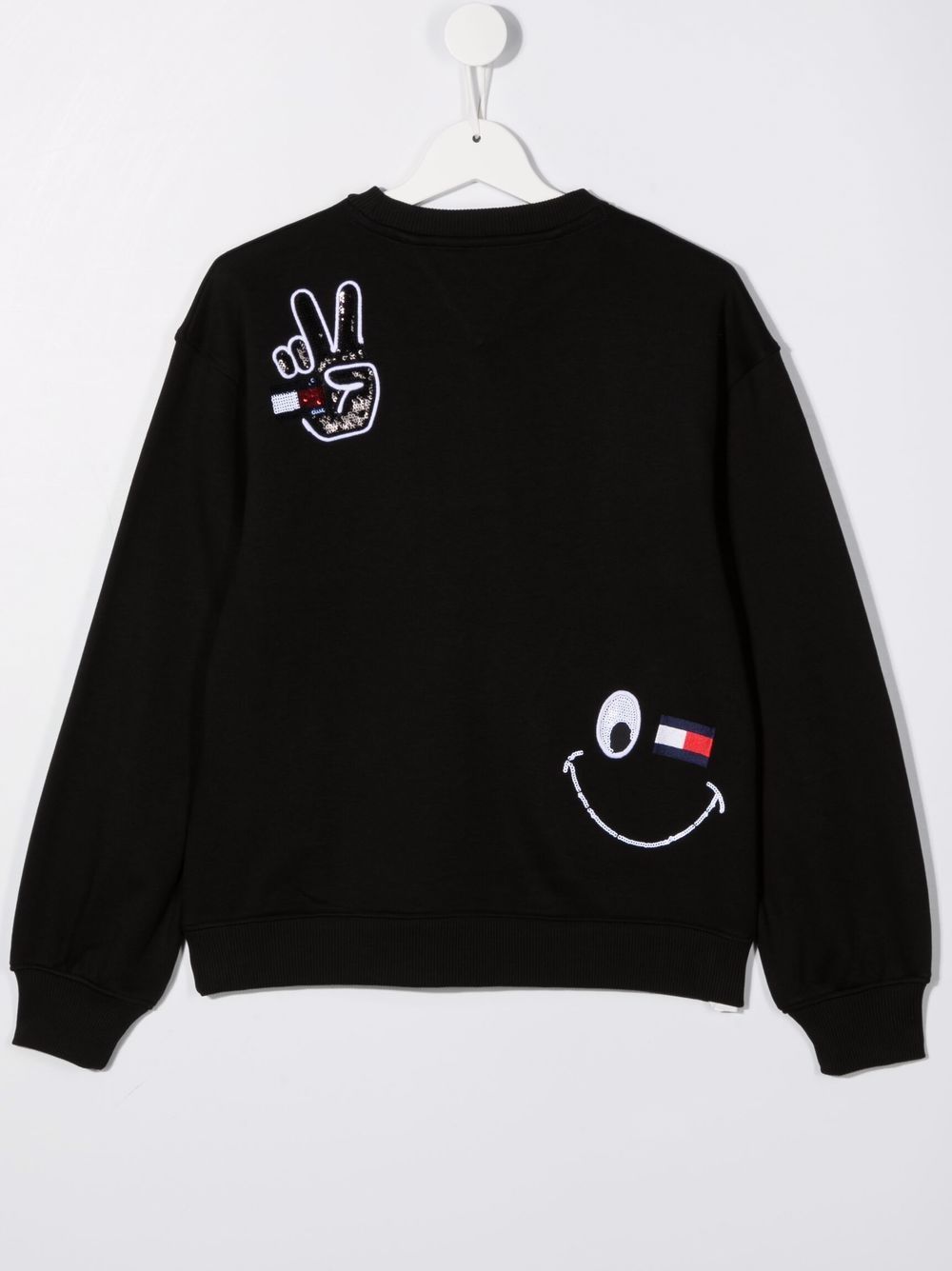 Tommy Hilfiger Junior Sweater met pailletten - Zwart