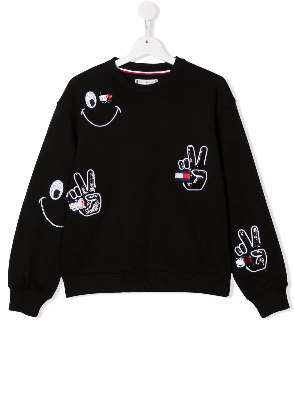 

Tommy Hilfiger Junior sudadera Smiley con lentejuelas - Negro