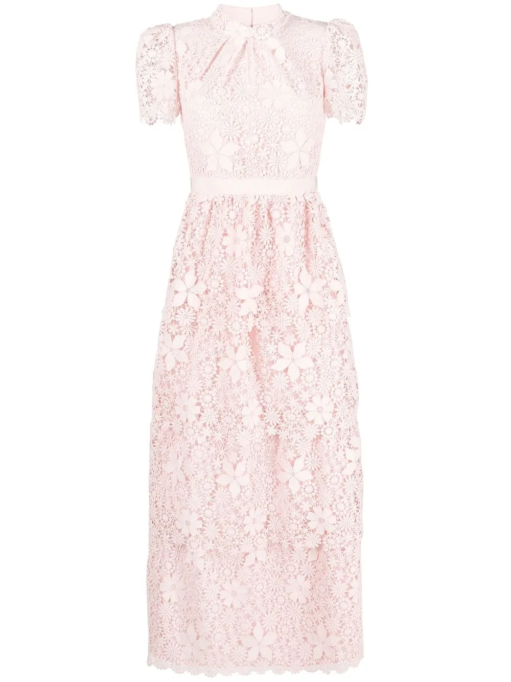 

Self-Portrait lace-detail mid-length dress - Pink