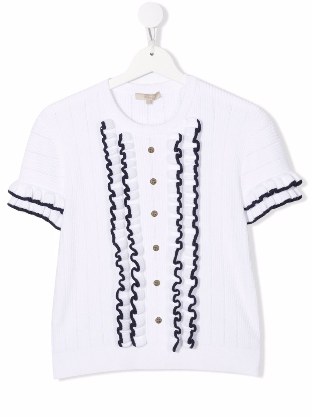 ELIE SAAB JUNIOR TEEN ruffled short-sleeved shirt - White