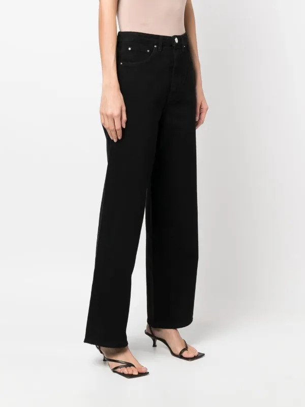 SS25【TOTEME】High-Waisted Flared Pants Black Organic Cotton TOTEME Flared organic cotton-moleskine pants | NET-A-PORTER