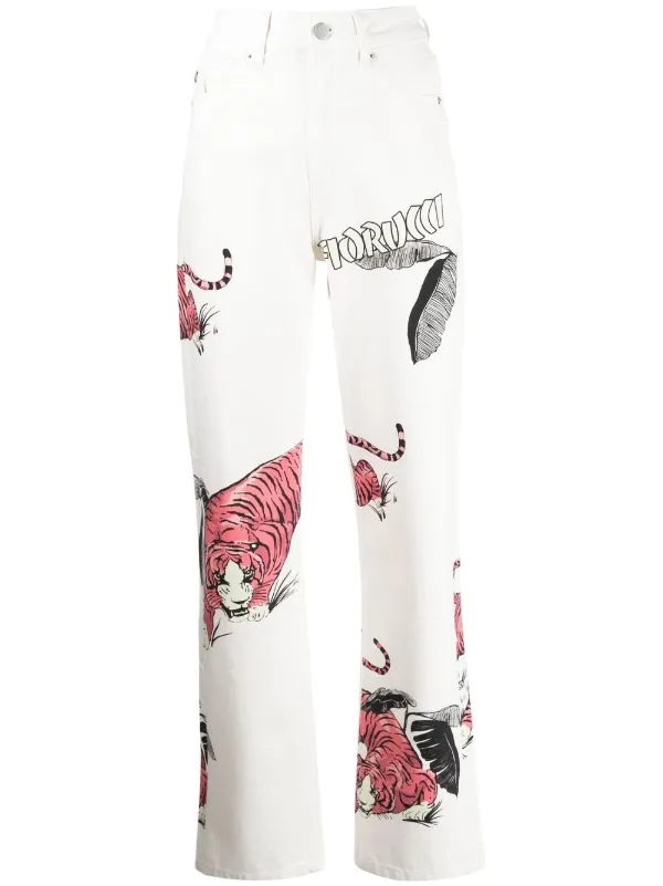 Fiorucci tiger-print straight-leg Jeans 