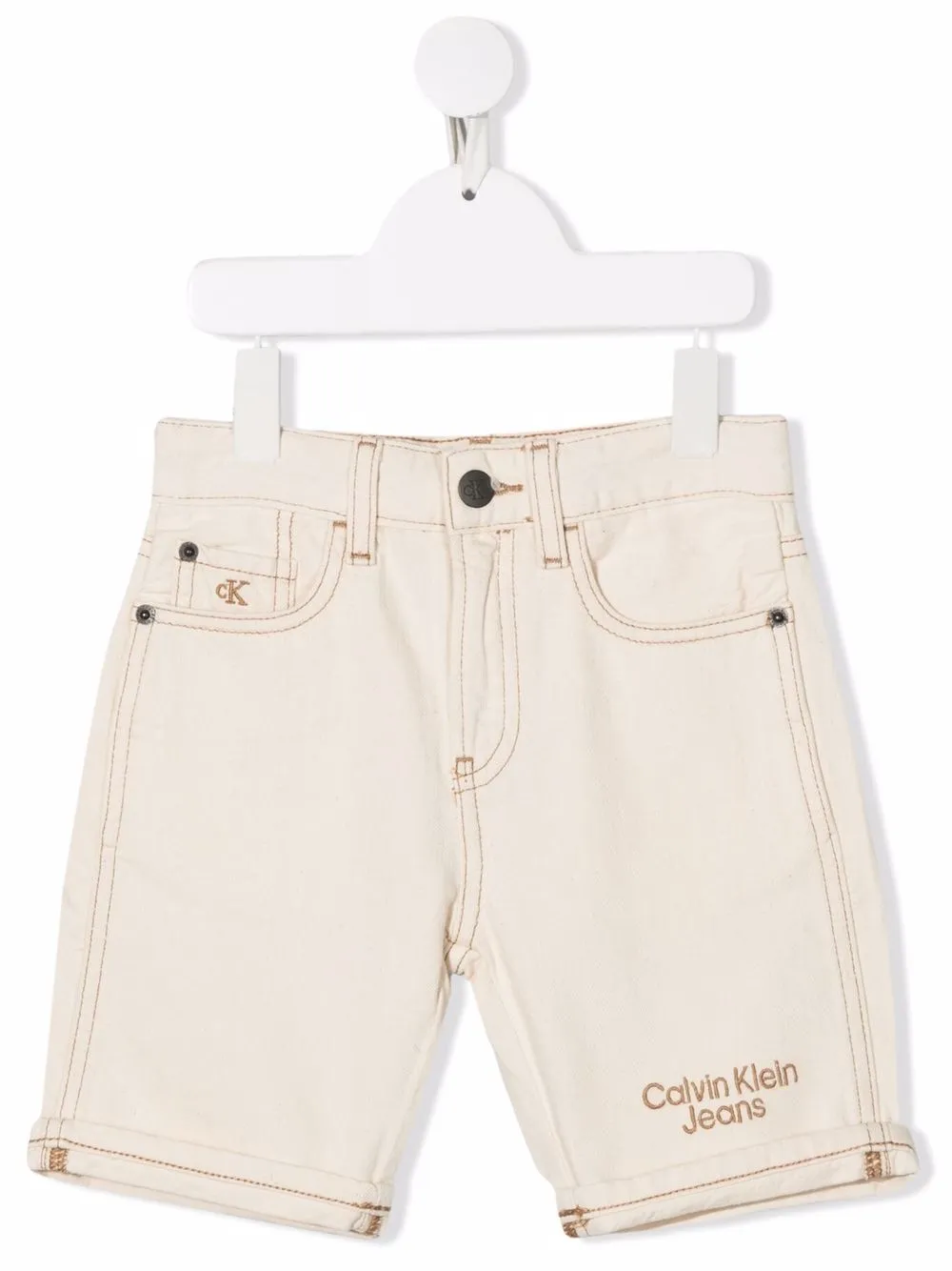 

Calvin Klein Kids shorts de mezclilla con logo bordado - Neutro