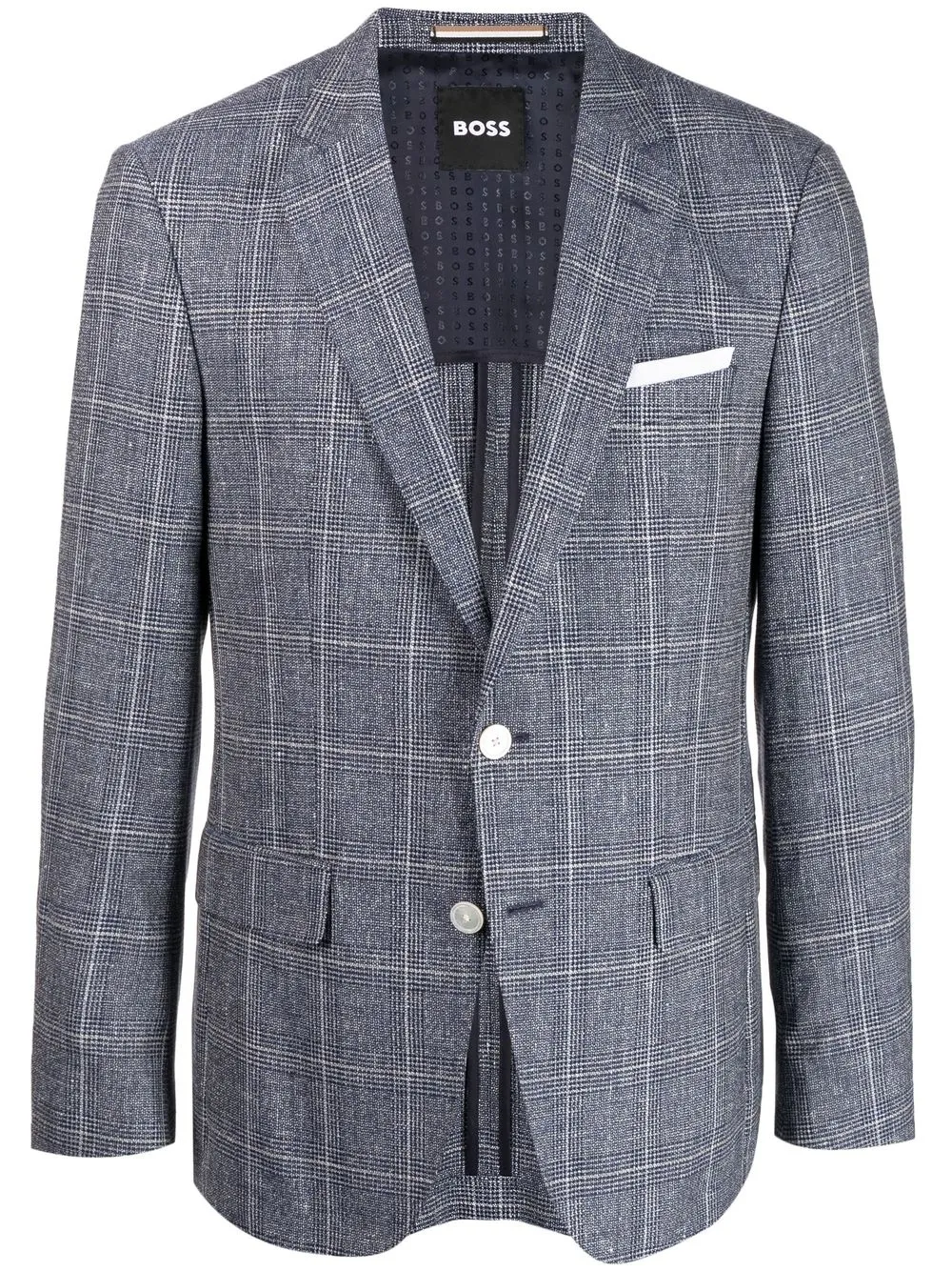 

BOSS checked single-breasted blazer - Blue