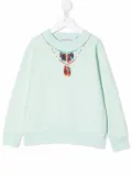 Marcelo Burlon County Of Milan Kids feather necklace-print sweatshirt - Green