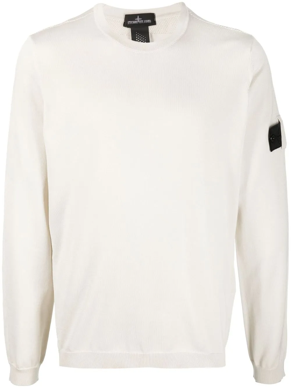 

Stone Island Shadow Project logo-patch pointelle-trimmed jumper - Neutrals