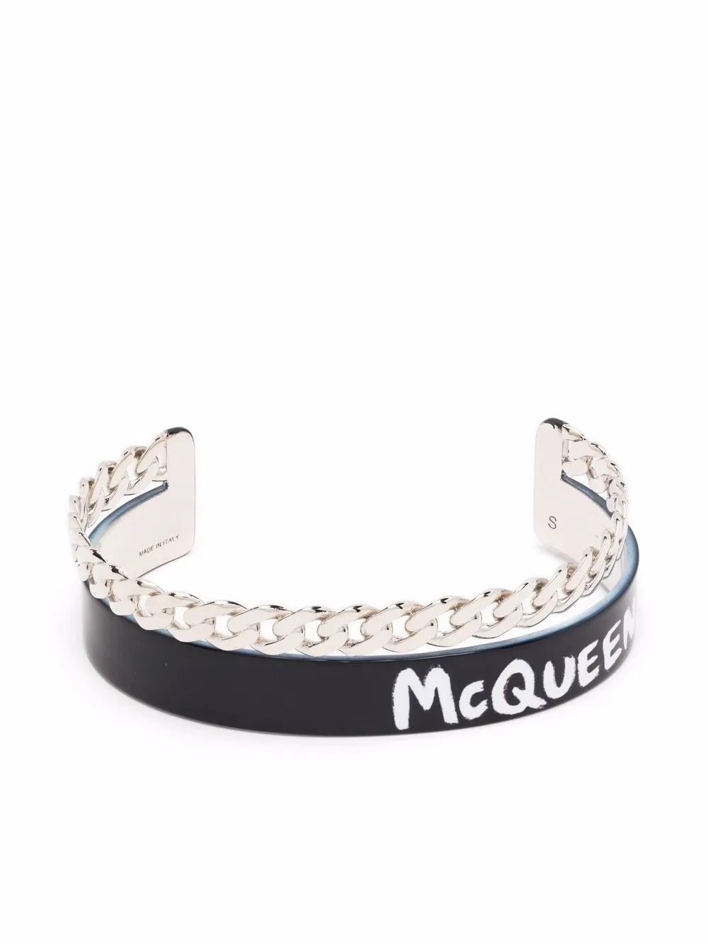 

Alexander McQueen pulsera de cadena con logo estampado - Negro