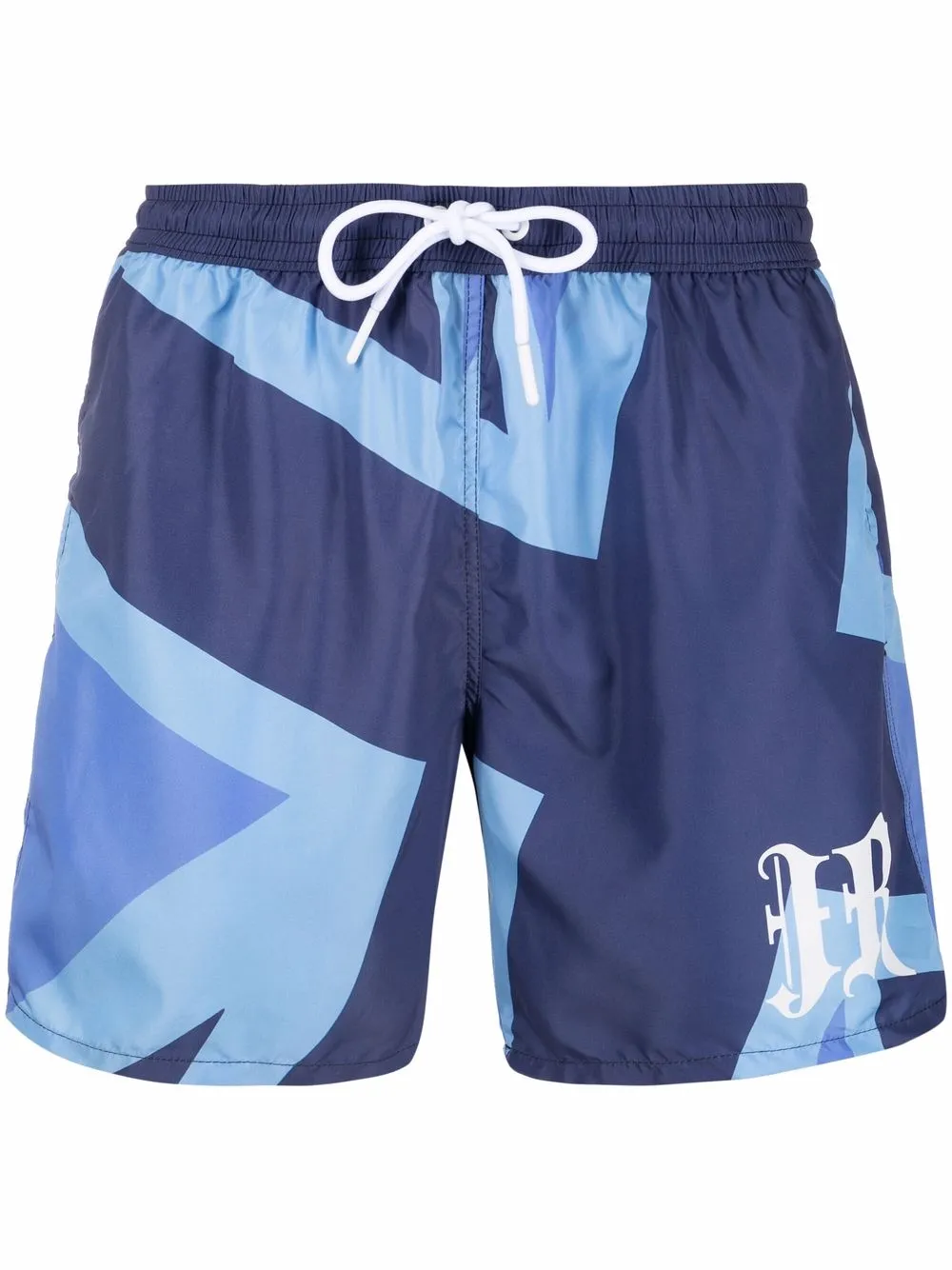 

John Richmond shorts de playa con banderas estampadas - Azul