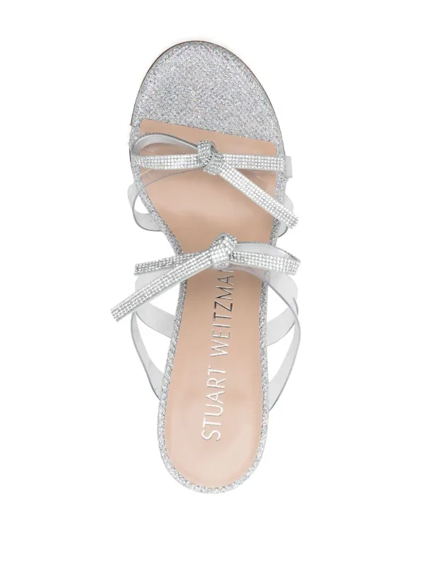 Stuart Weitzman embellished bow Detail 115mm Sandals Silver FARFETCH UK