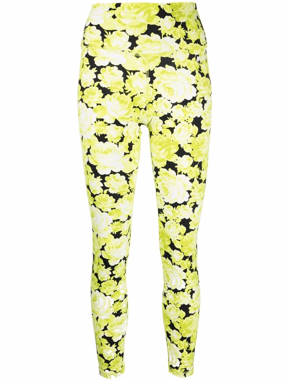 

MSGM high-waist floral leggings - Yellow