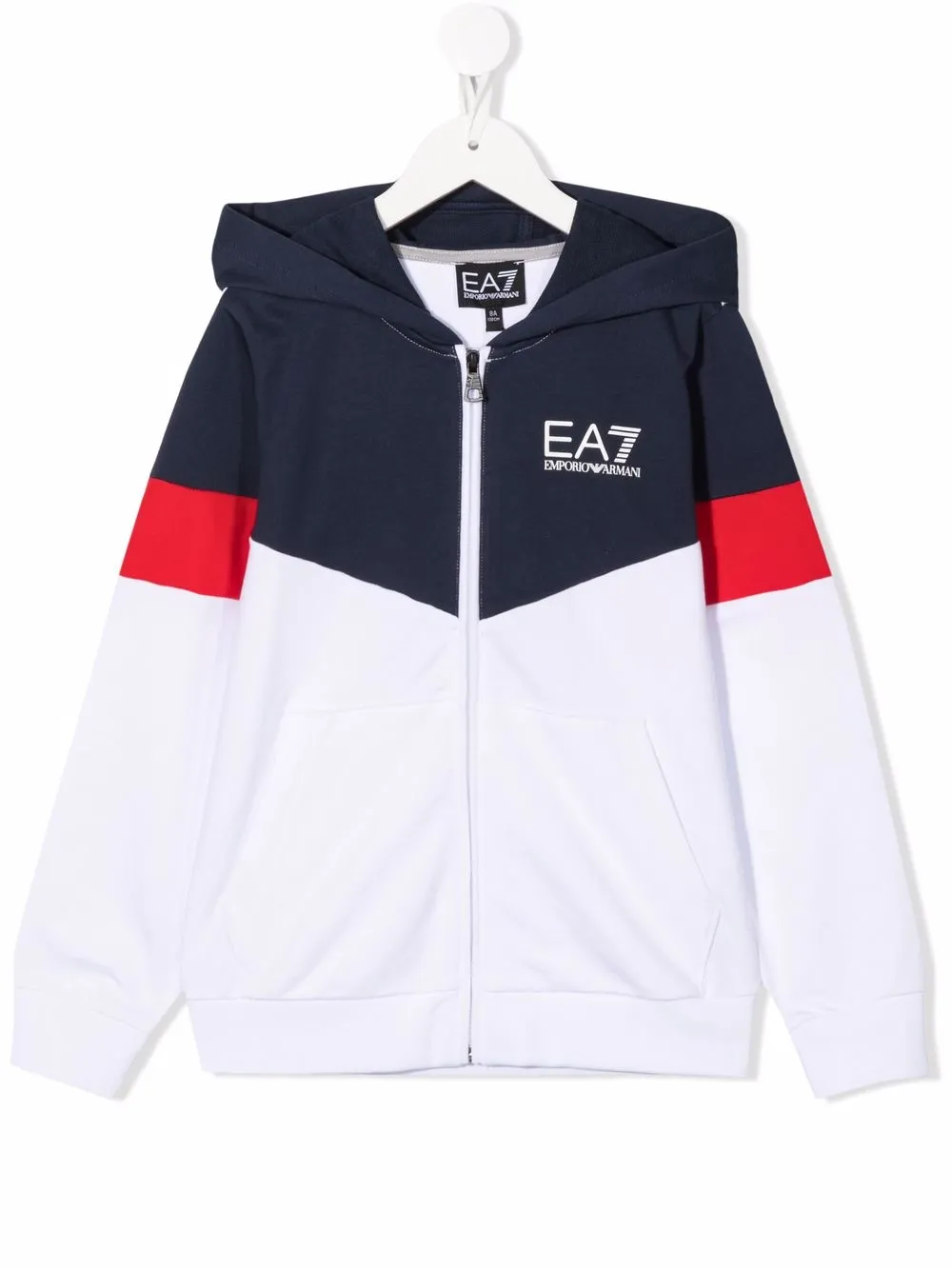 

Emporio Armani Kids chamarra con capucha y logo estampado - Blanco