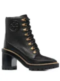 Tory Burch 100mm lace-up leather boots - Black