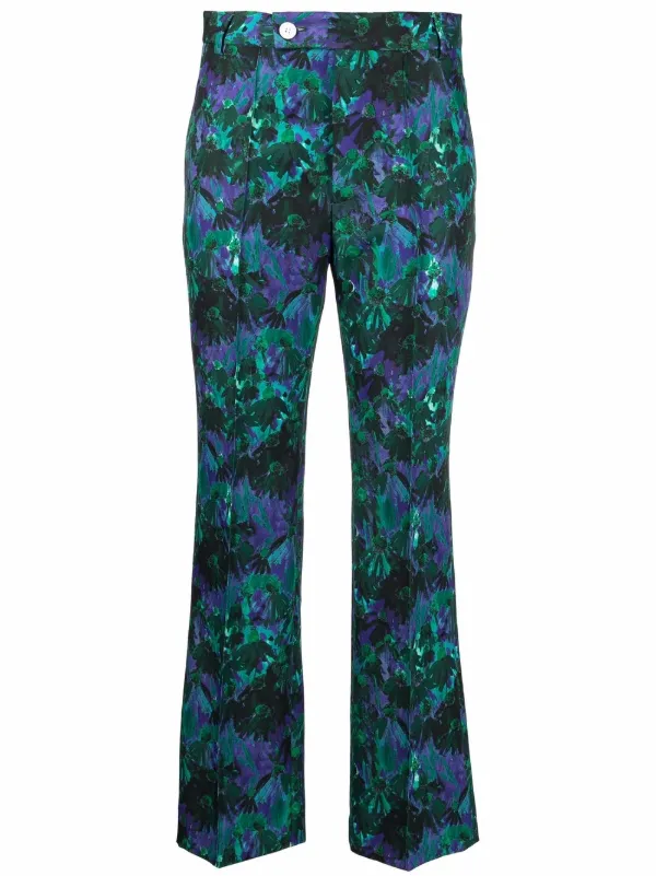 Plan C straight-leg Floral Trousers 