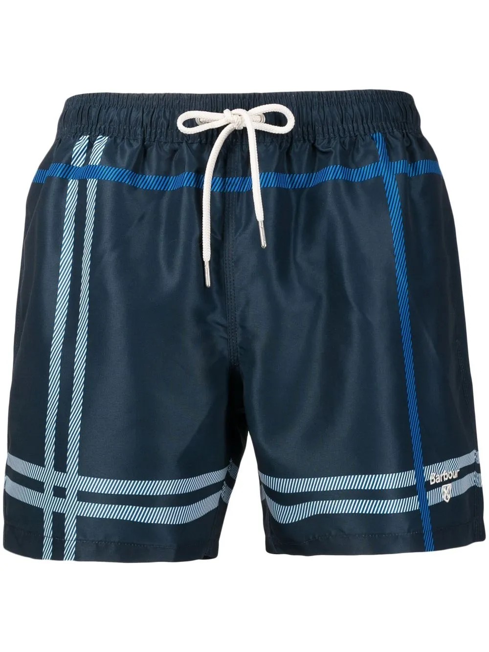 Barbour Blaine Plaid Print Swim Shorts In Blue