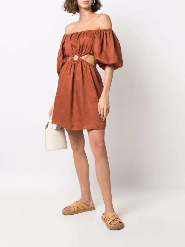 Faithfull The Brand Almero hand-dyed cut-out Dress | Brown