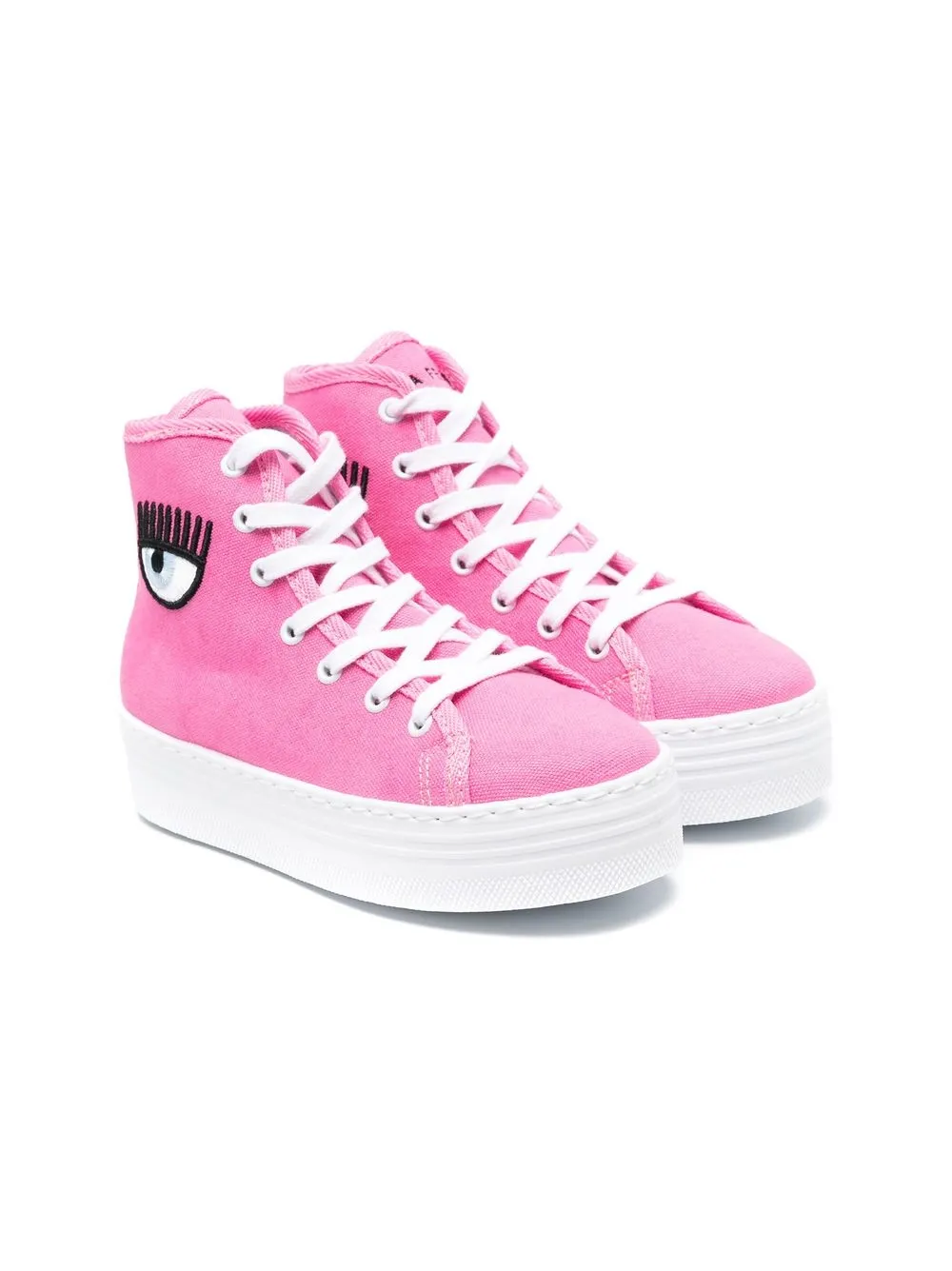 

Chiara Ferragni Kids tenis altos con bordado Logomania - Rosado
