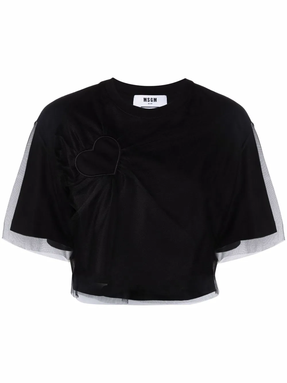 

MSGM playera con corazón bordado - Negro