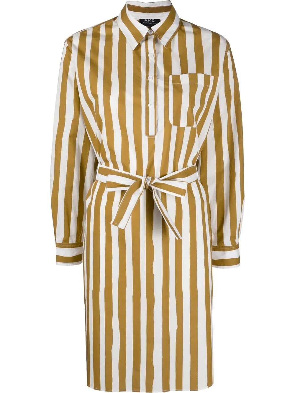 Shop Apc Stripe-print Shirt Dress In Gelb