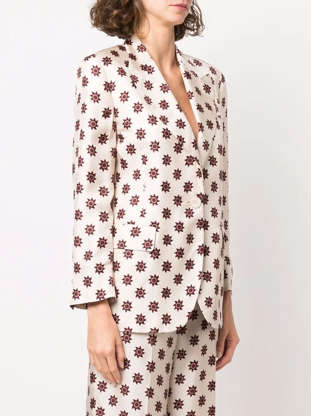 Alberto Biani Blazer met geometrisch patroon Beige