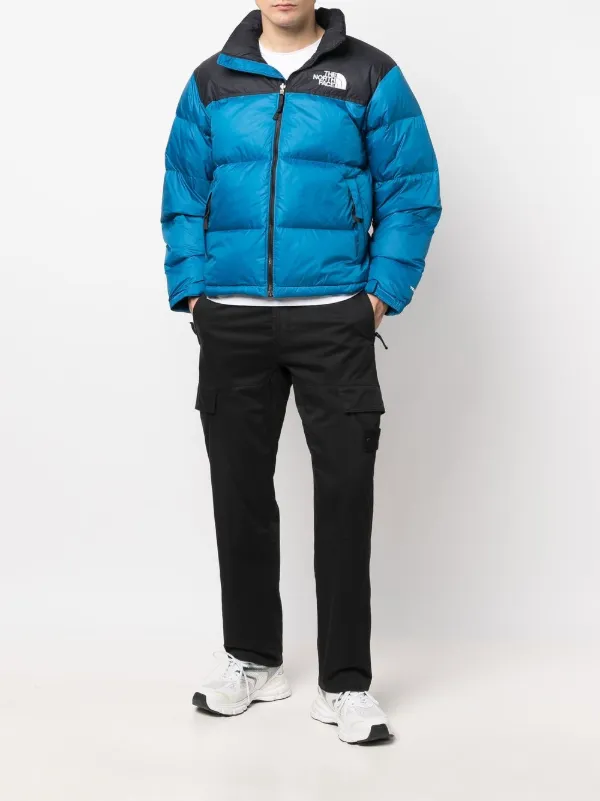 the north face logo print puffer jacket