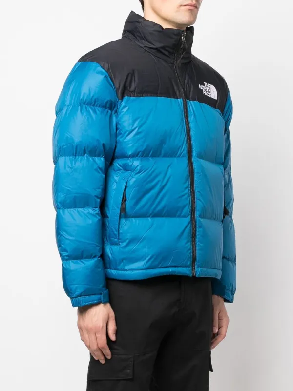 the north face logo print puffer jacket