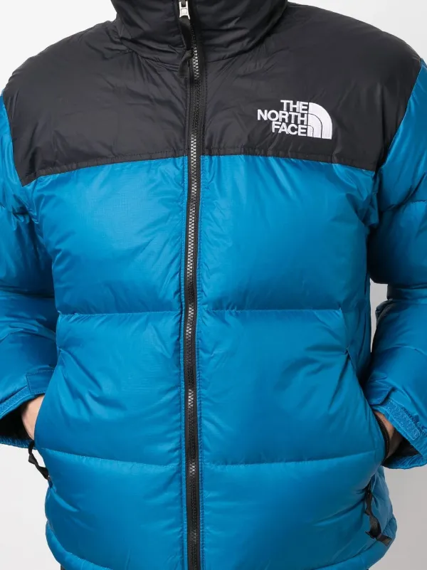 the north face logo print puffer jacket