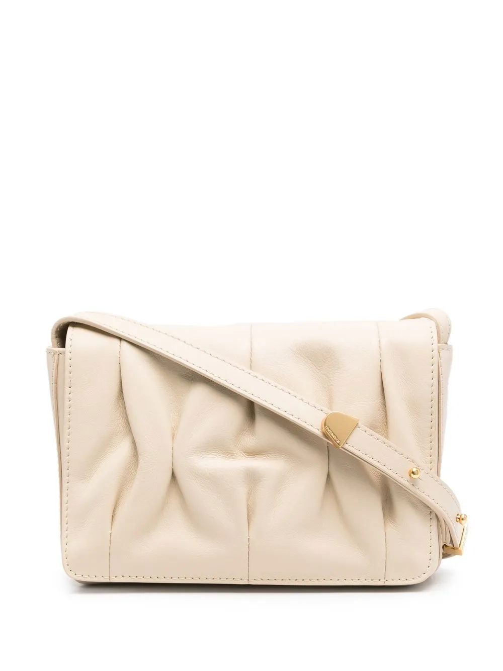 

Coccinelle ruched flap leather bag - Neutrals