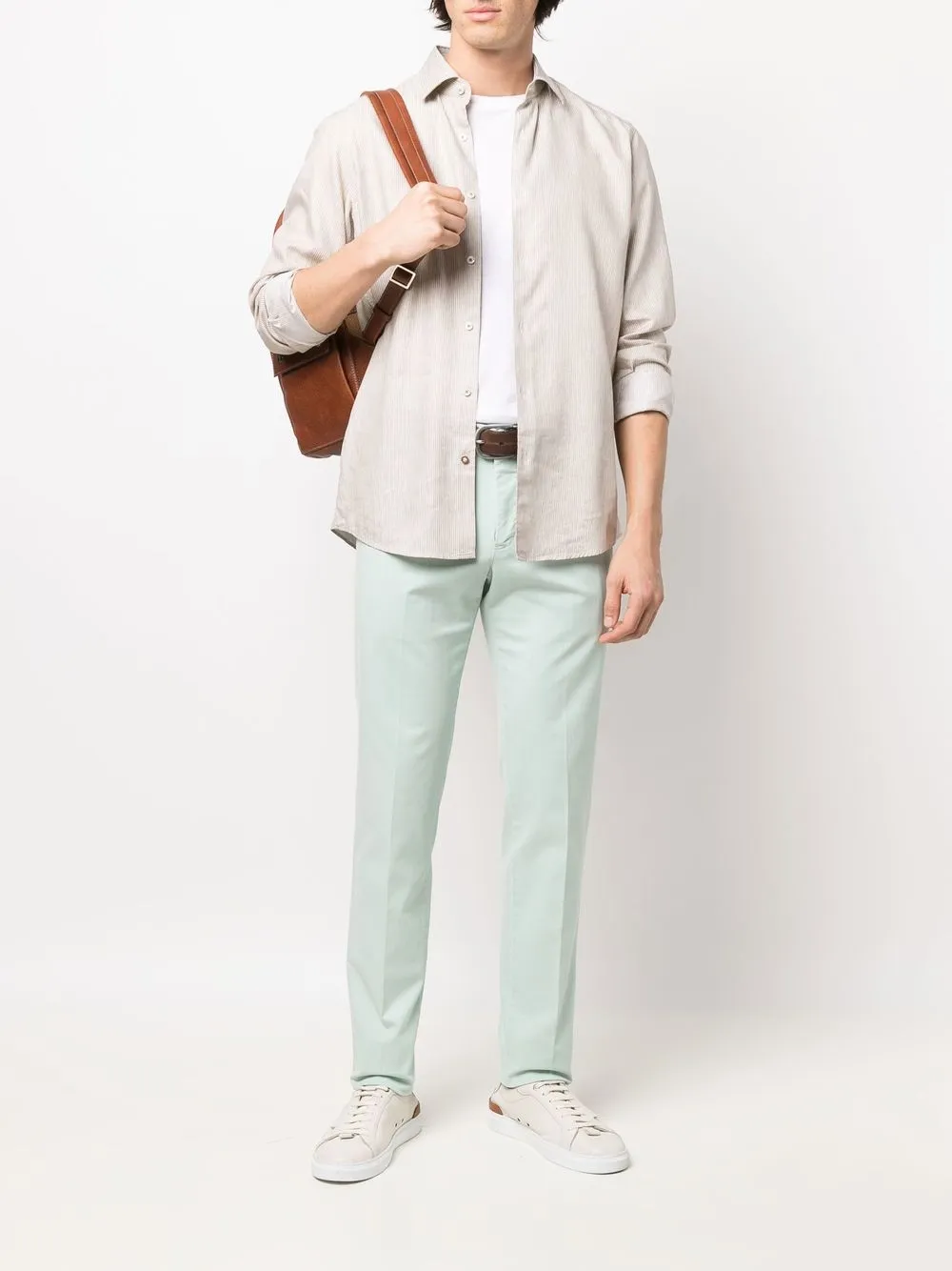 BOSS Gestreept overhemd - Beige