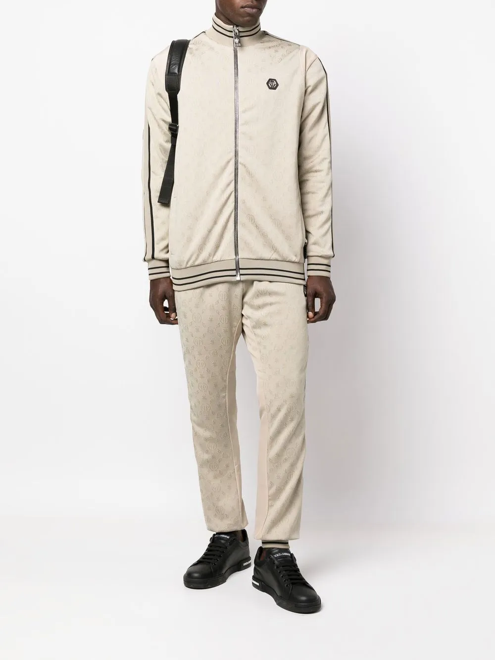 Philipp Plein Trainingspak met zijstreep - Beige