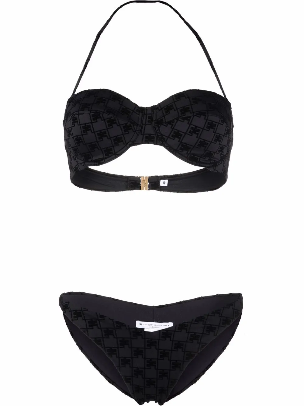 

Elisabetta Franchi bikini con cuello halter y monograma - Negro