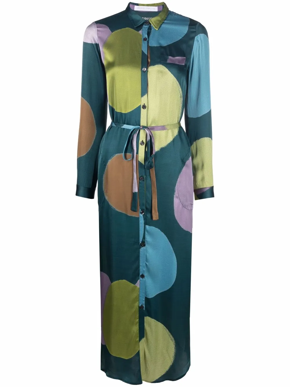 Société Anonyme vestido camisero con lunares estampados - Azul