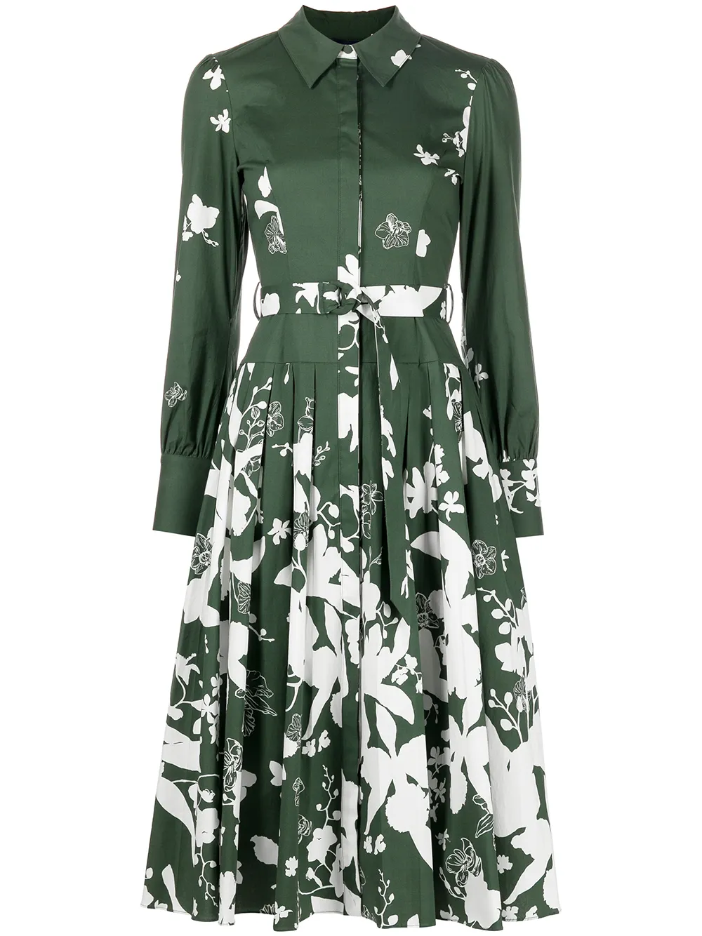

Marchesa Notte long-sleeve shirt dress - Green