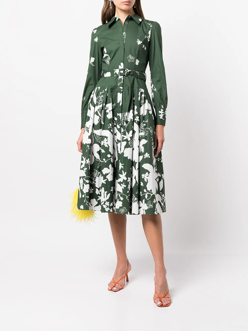 Marchesa Notte Blousejurk met lange mouwen - Groen