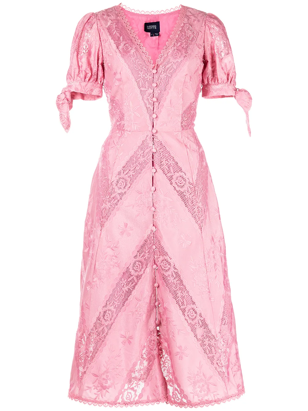 Marchesa Notte vestido acampanado con bordado floral - Rosado