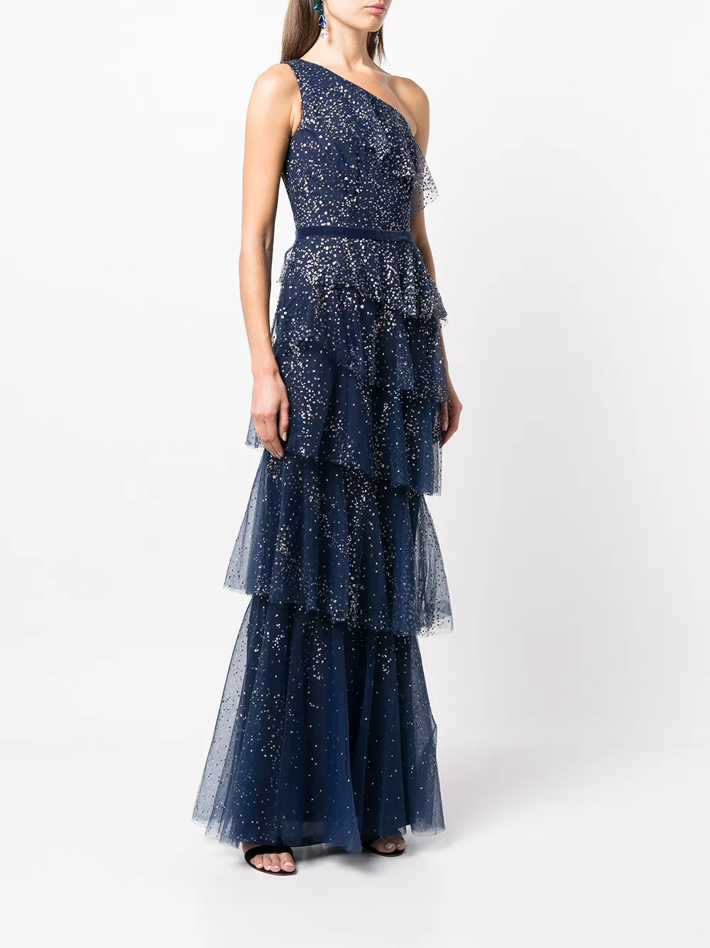 Marchesa Notte Asymmetrische avondjurk - Blauw