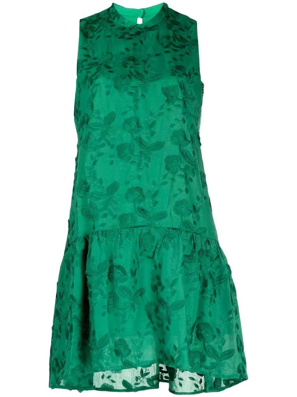 

Marchesa Notte floral-embroidered sleeveless dress - Green