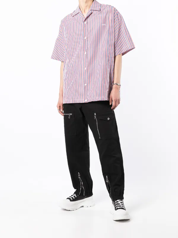【JEMUT】25SS★ Brooklyn Western Stripe Short Sleeve Shirt Juun.J Striped short-sleeve Shirt | White | FARFETCH