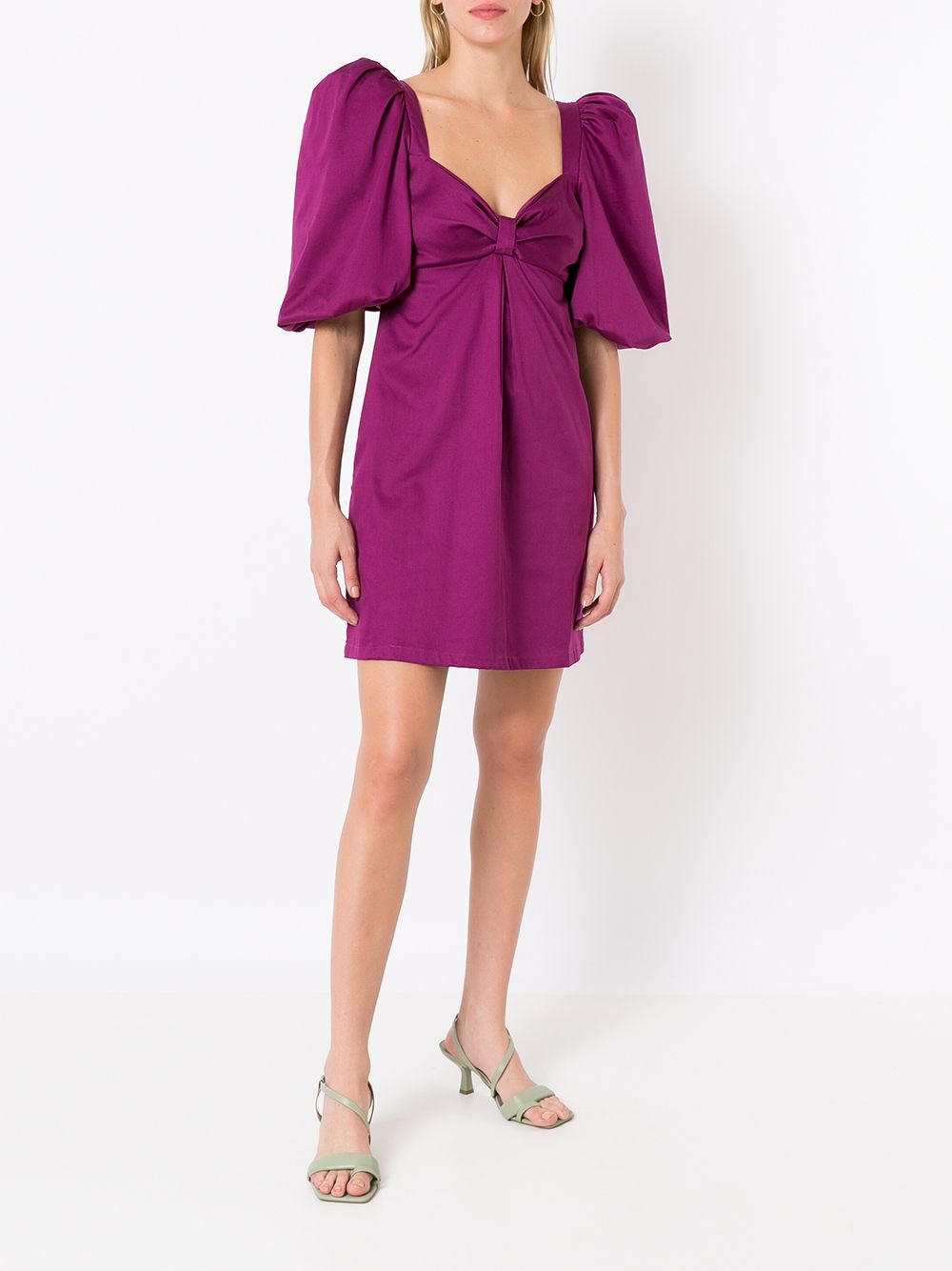 Shop Adriana Degreas Puff-sleeve Silk Mini Dress In Pink
