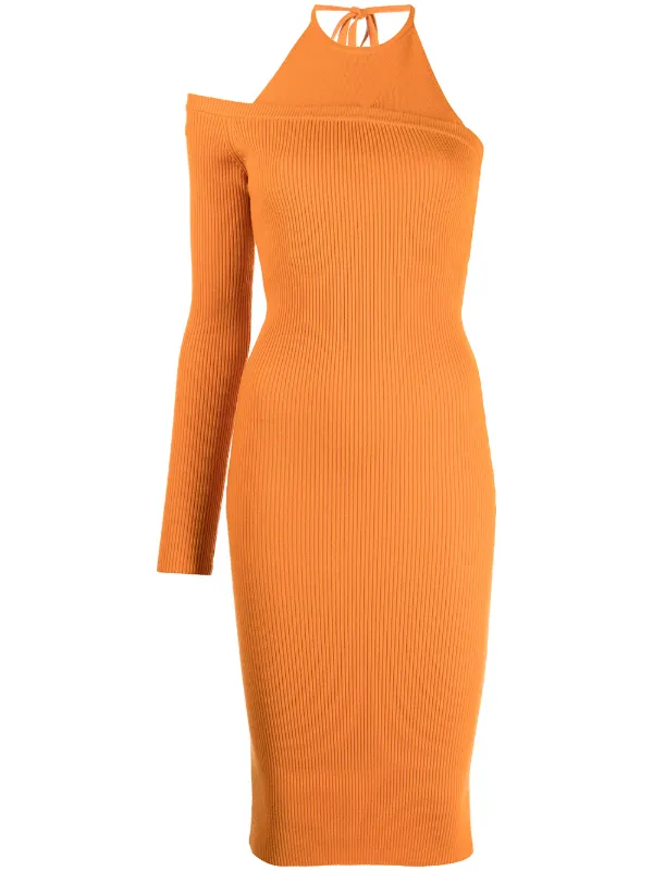 open lace back dress Kaida Slinky Maxi Dress with Hardware / Burnt Orange | Meshki main image 0