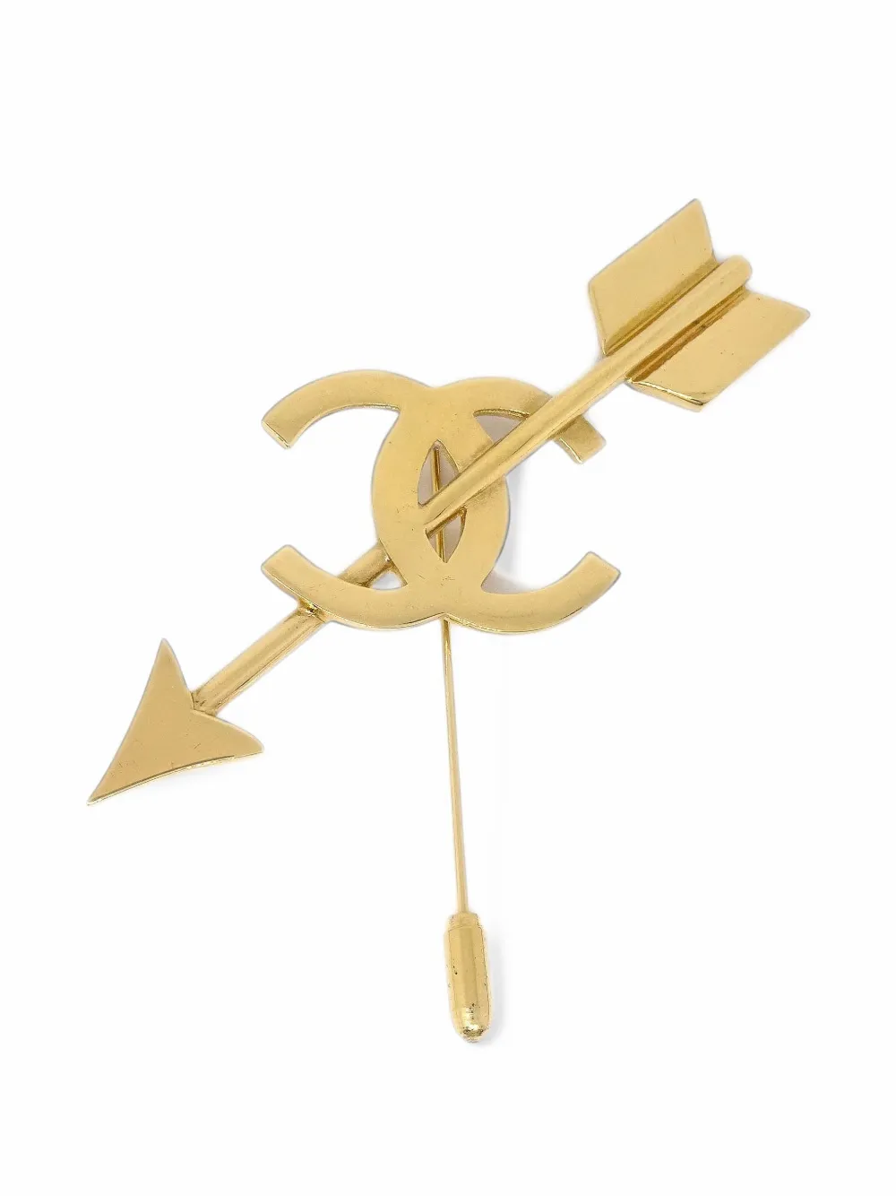 CHANEL Pre-Owned 1980-90's CC Bow And Arrow Motif Brooch Pin - Oro