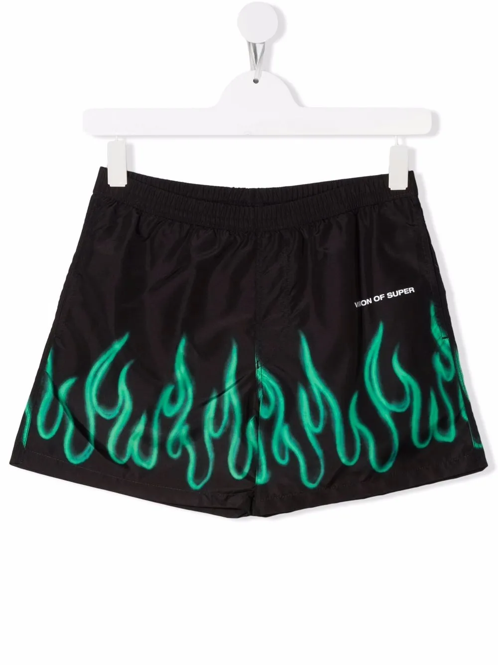

Vision Of Super Kids shorts de playa con llamas estampadas - Negro