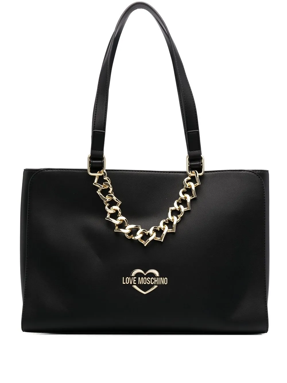 

Love Moschino logo-plaque faux-leather tote bag - Black