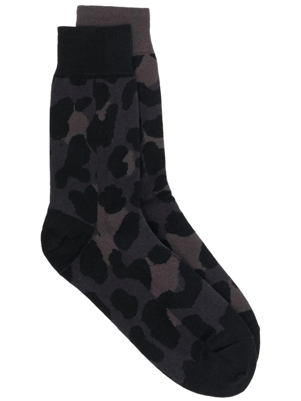 

sacai leopard-print two-tone socks - Black