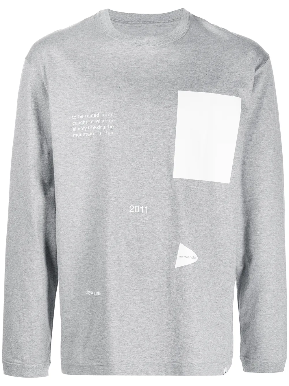 

and Wander graphic-print long-sleeved T-shirt - Grey