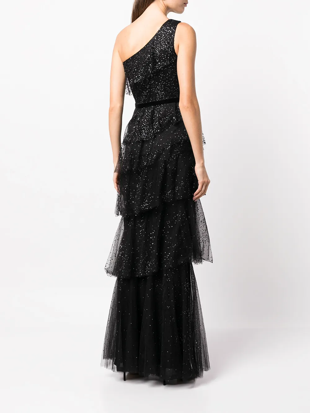 Marchesa Notte | One shoulder beaded gown