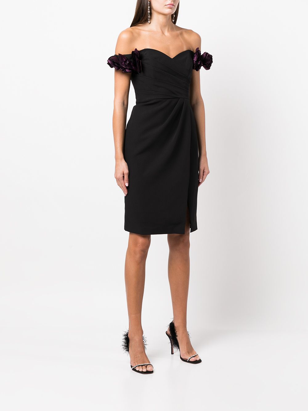 Shop Marchesa Notte Off-the-shoulder Mini Dress In Schwarz