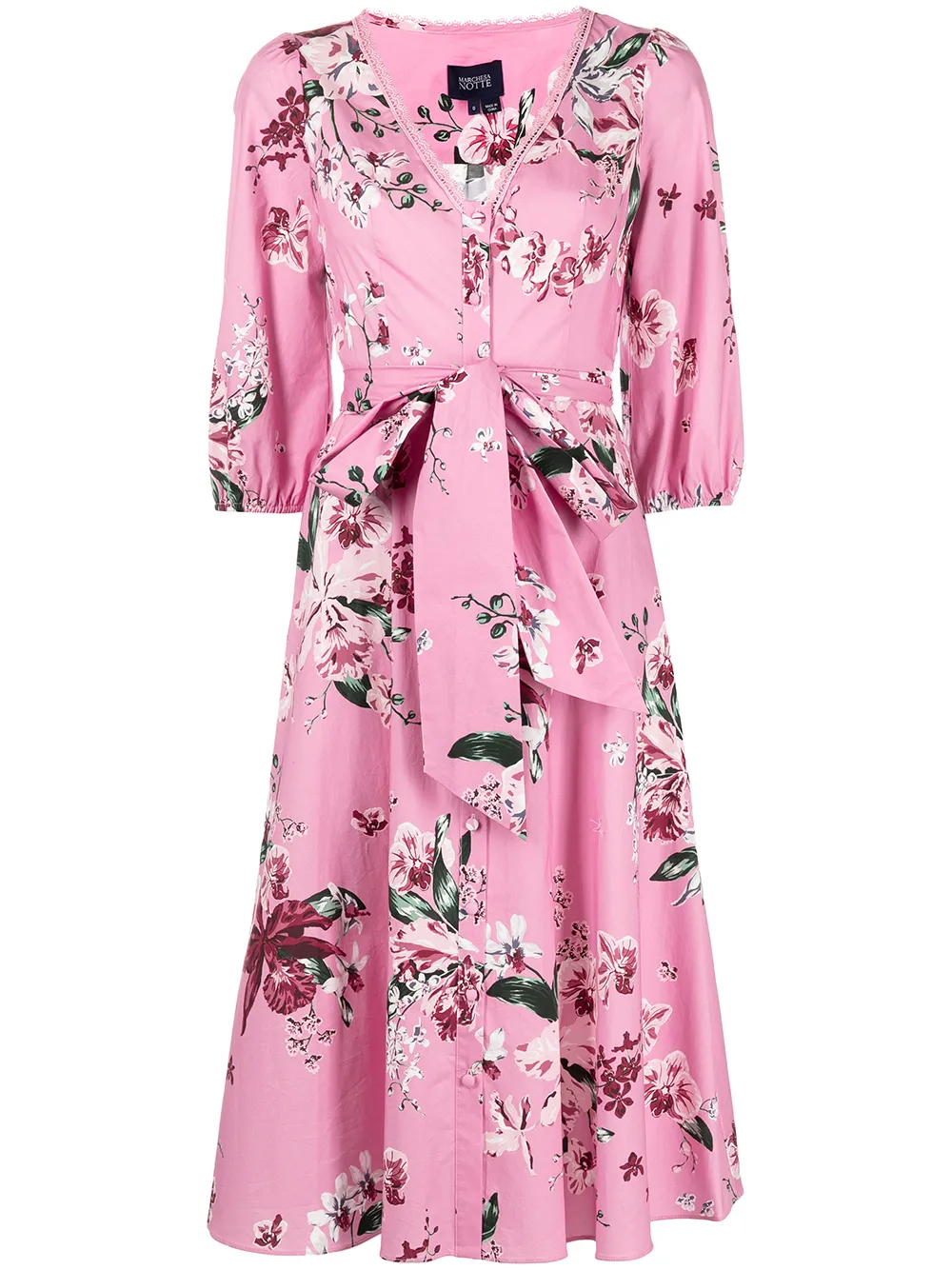 

Marchesa Notte bow-detail floral midi dress - Multicolour