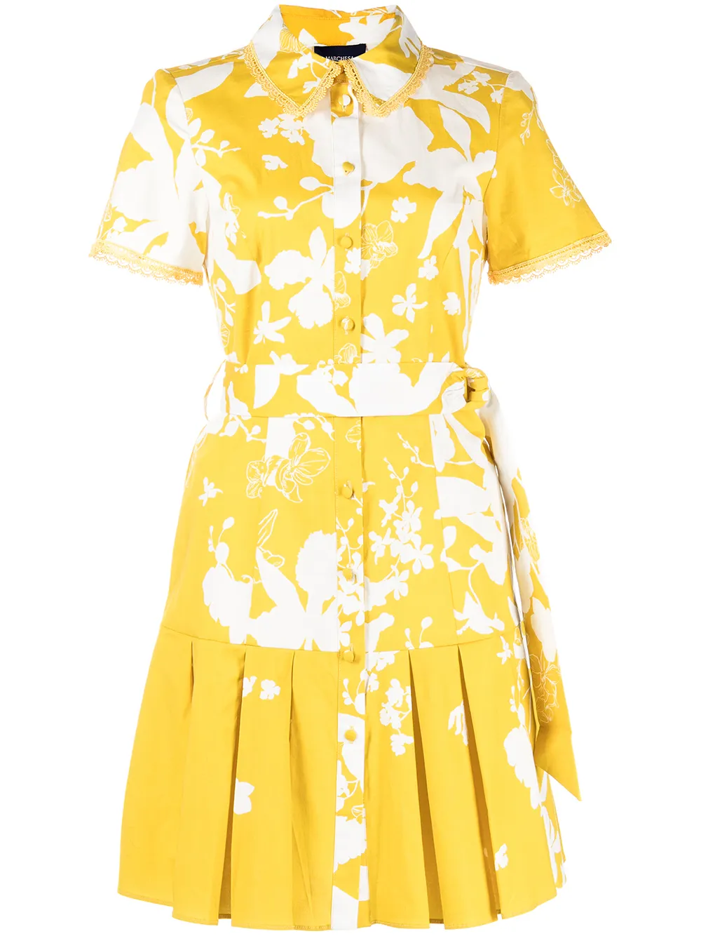 

Marchesa Notte vestido con estampado floral - Amarillo