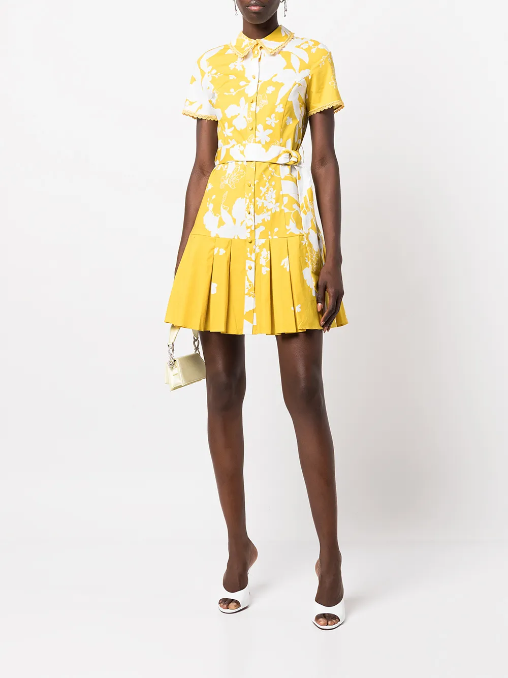 Marchesa Notte Jurk met bloemenprint - Geel