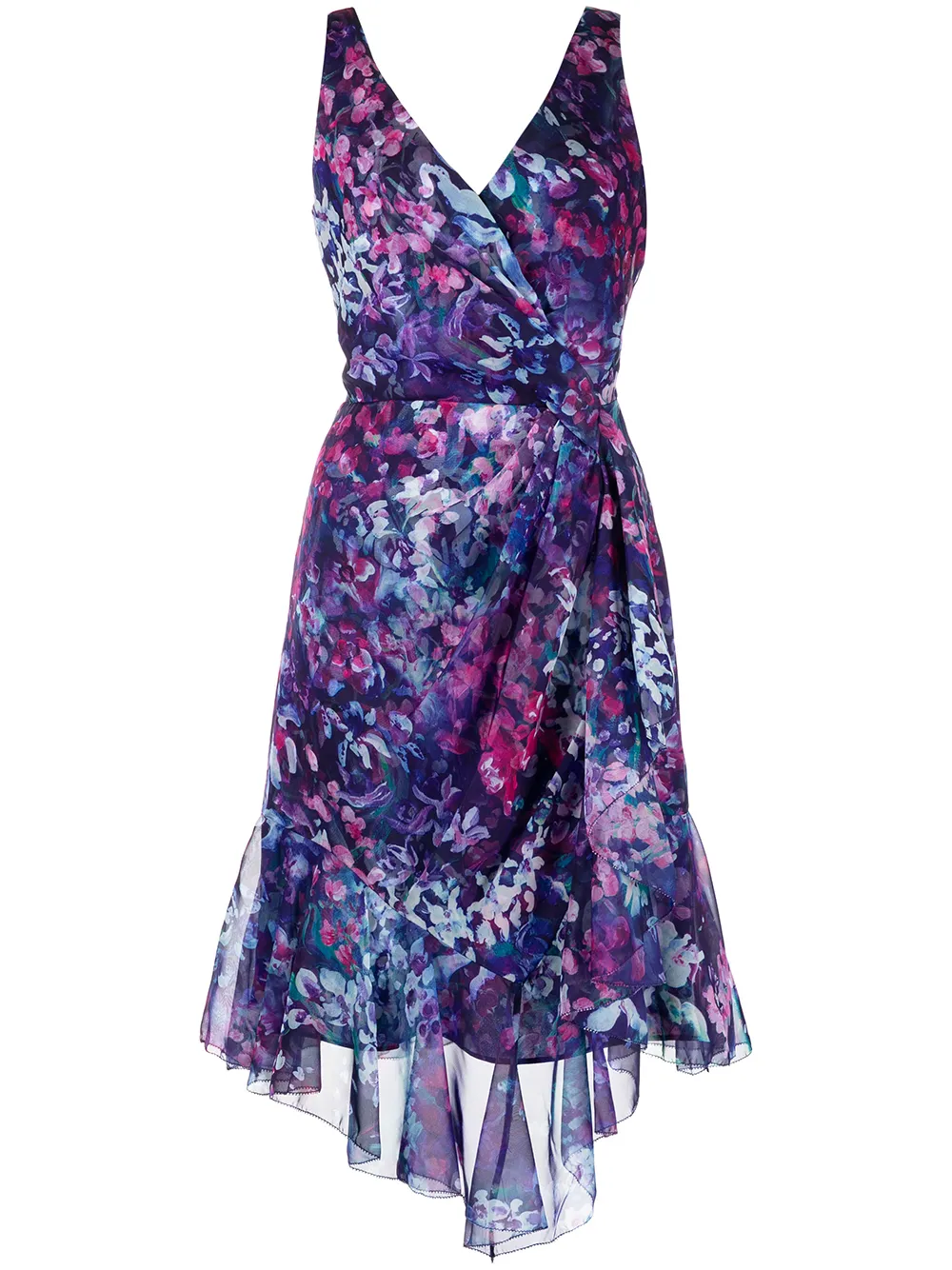 Marchesa Notte drape-detail floral-print dress - Multicolour